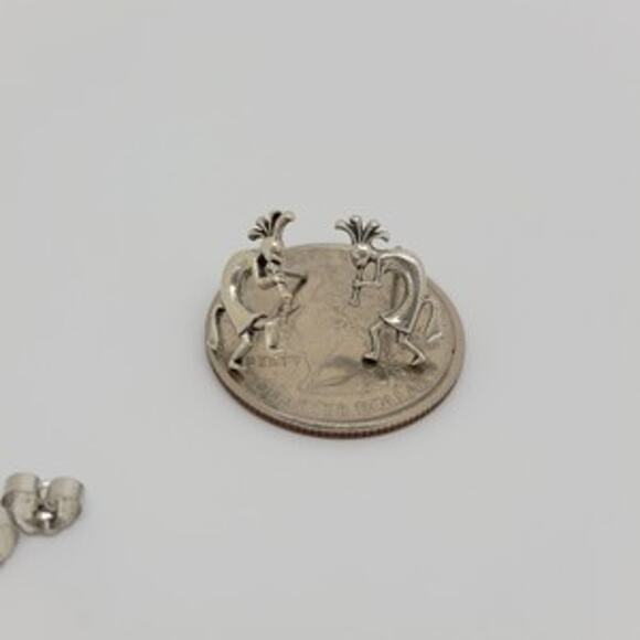 Prankster Kokopelli 925 Precious Sterling Silver Pierced Earrings - Picture 6 of 10